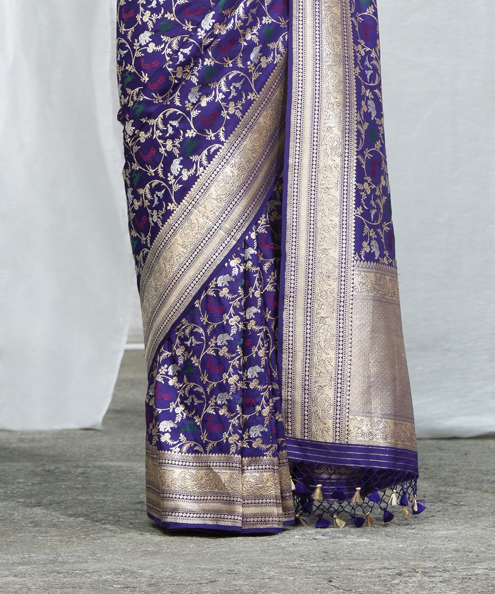 Purple_Banarasi_Handloom_Pure_Katan_Silk_Kadhwa_Meenakari_Shikargah_Saree_WeaverStory_04