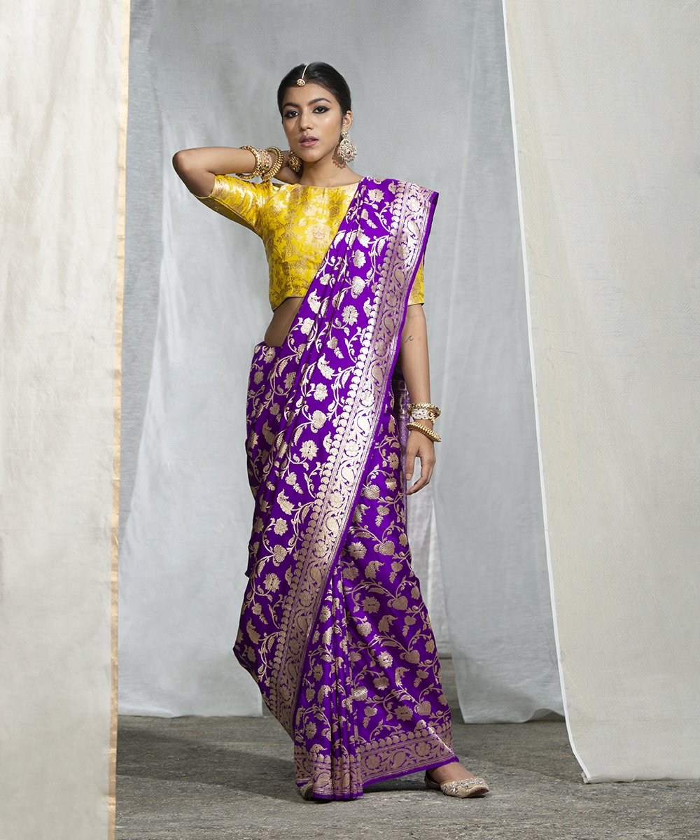 Purple_Handloom_Banarasi_Pure_Katan_Siilk_Kadhwa_Ektara_Jangla_Saree_WeaverStory_02