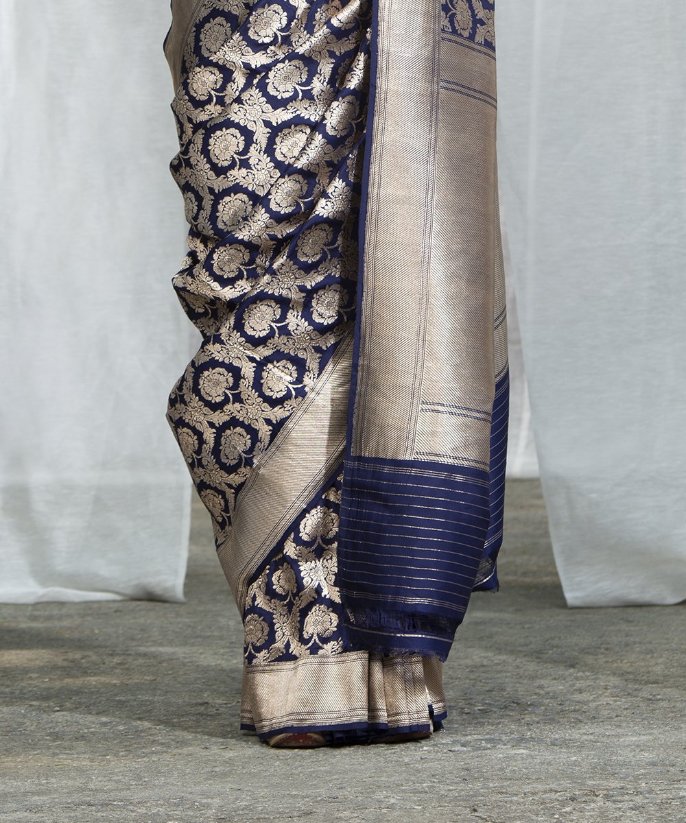 Blue_Pure_Katan_Silk_Banarasi_Handloom_Saree_with_Woven_Zari_Jaal_WeaverStory_04