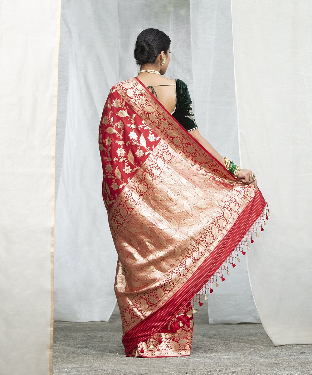 Red_Pure_Katan_Silk_Handwoven_Banarasi_Jangla_with_Meenakari_WeaverStory_03