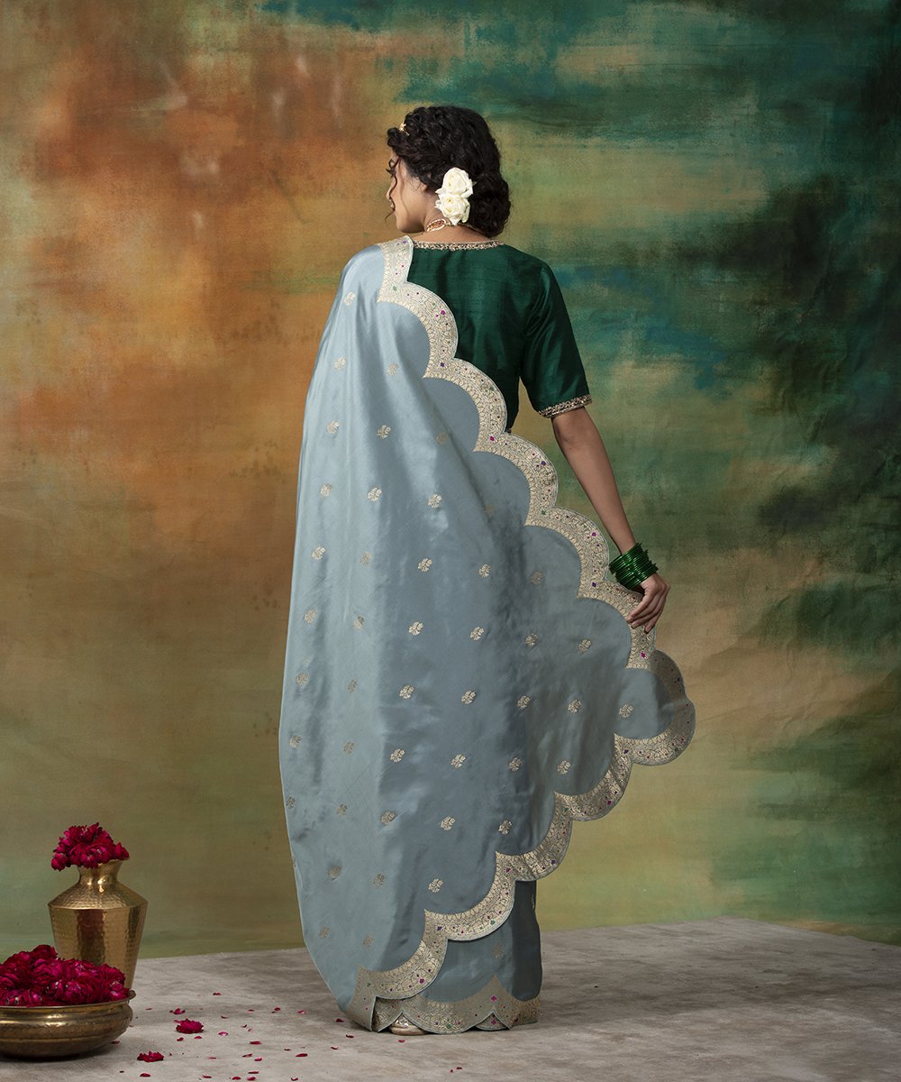 Grey_Handloom_Katan_Silk_Scallop_Border_Banarasi_Saree_With_Meenakari_WeaverStory_03