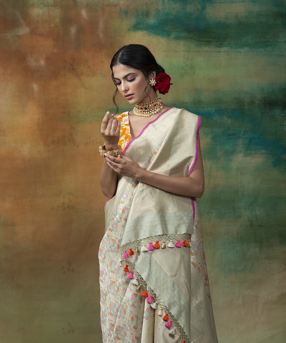 Light_Green_Handloom_Banarasi_Saree_with_Jangla_Design_and_Orange_And_Pink_Meenakari_WeaverStory_01