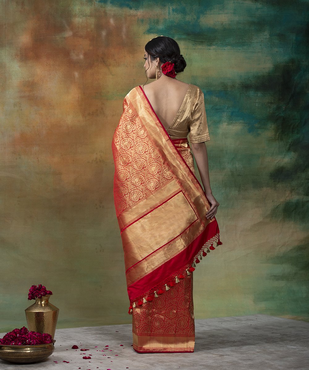 Red_Handloom_Katan_Silk_Banarasi_Saree_with_All_Over_Zari_Embossed_Weave_WeaverStory_03
