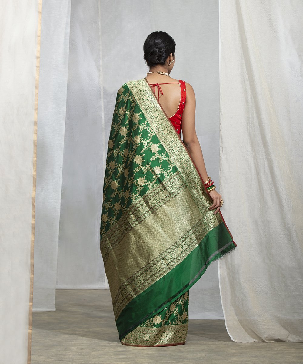 Green_Pure_Katan_Silk_Banarasi_Kadhwa_Jangla_Saree_with_Red_Selvedge_WeaverStory_03
