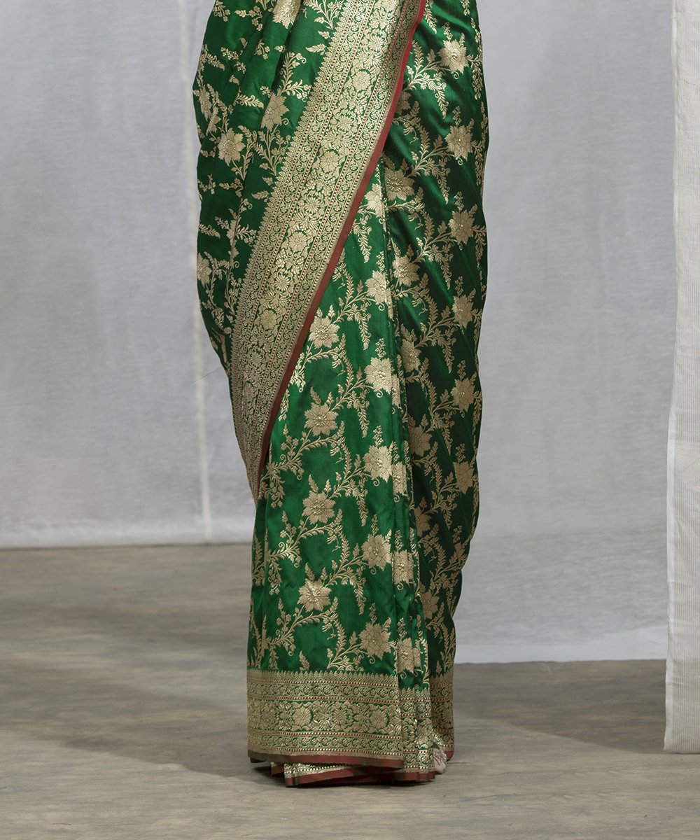 Green_Pure_Katan_Silk_Banarasi_Kadhwa_Jangla_Saree_with_Red_Selvedge_WeaverStory_04