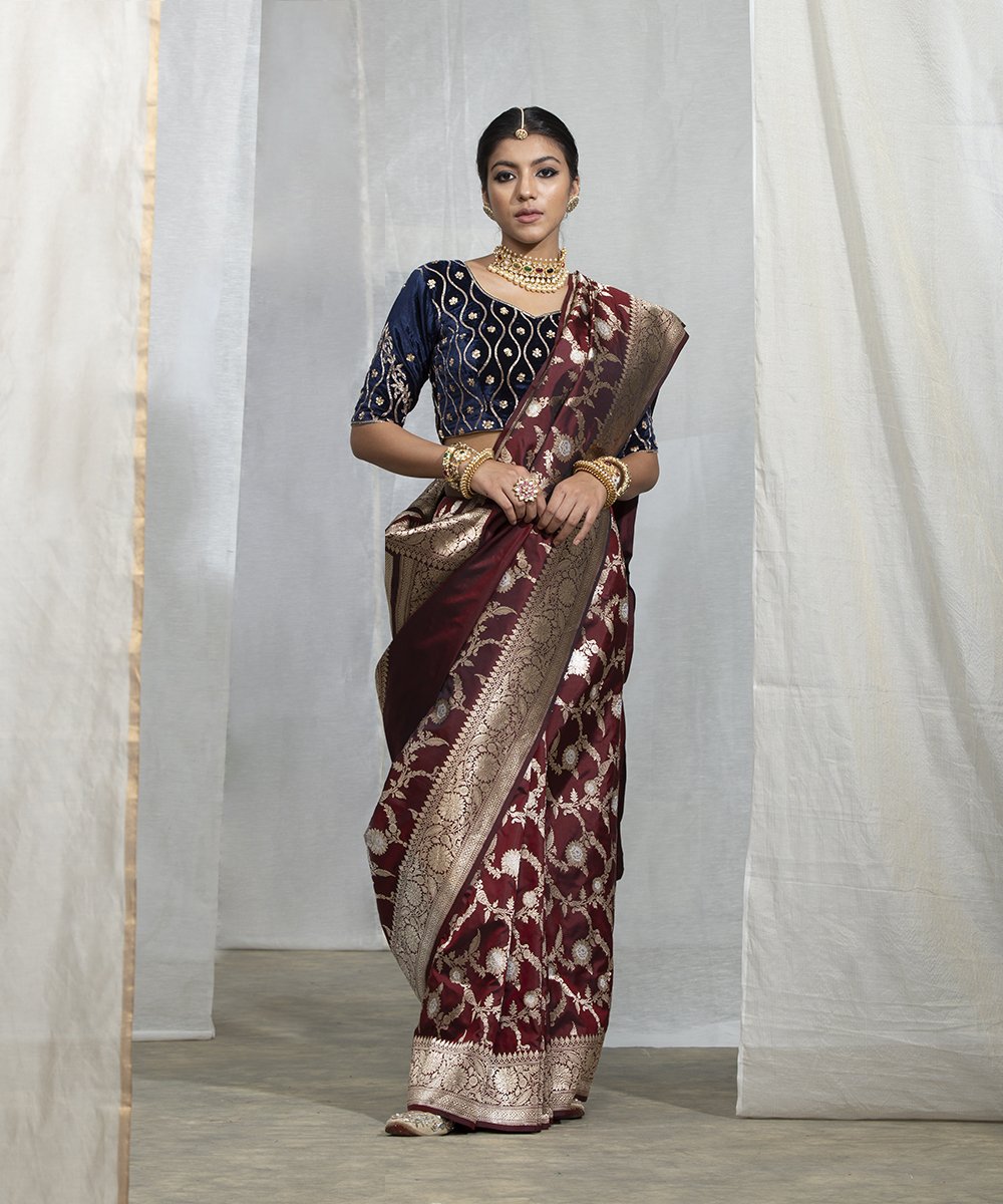 Handloom_Maroon_Sona_Rupa_Kadhwa_Banarasi_Jangla_Saree_WeaverStory_02