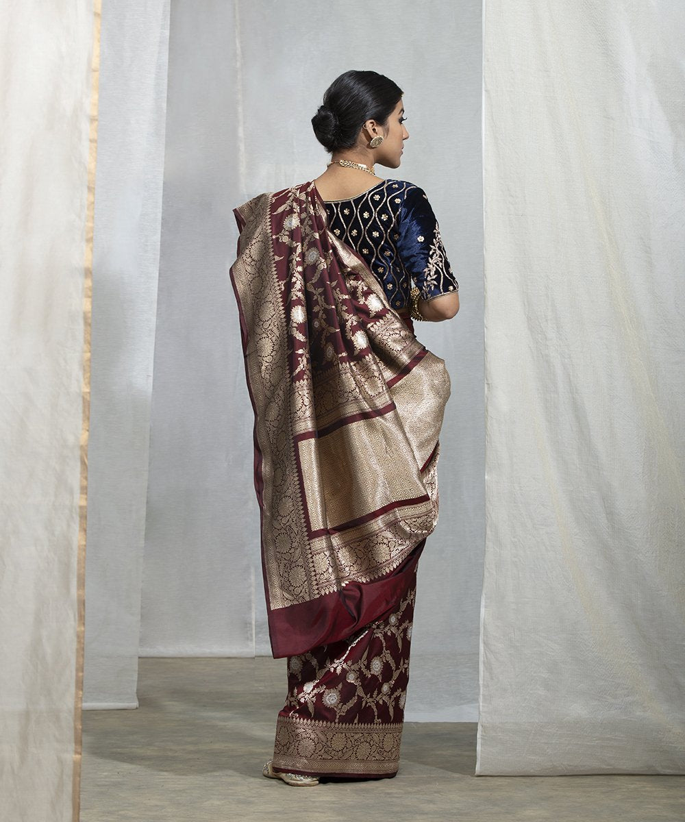 Handloom_Maroon_Sona_Rupa_Kadhwa_Banarasi_Jangla_Saree_WeaverStory_03