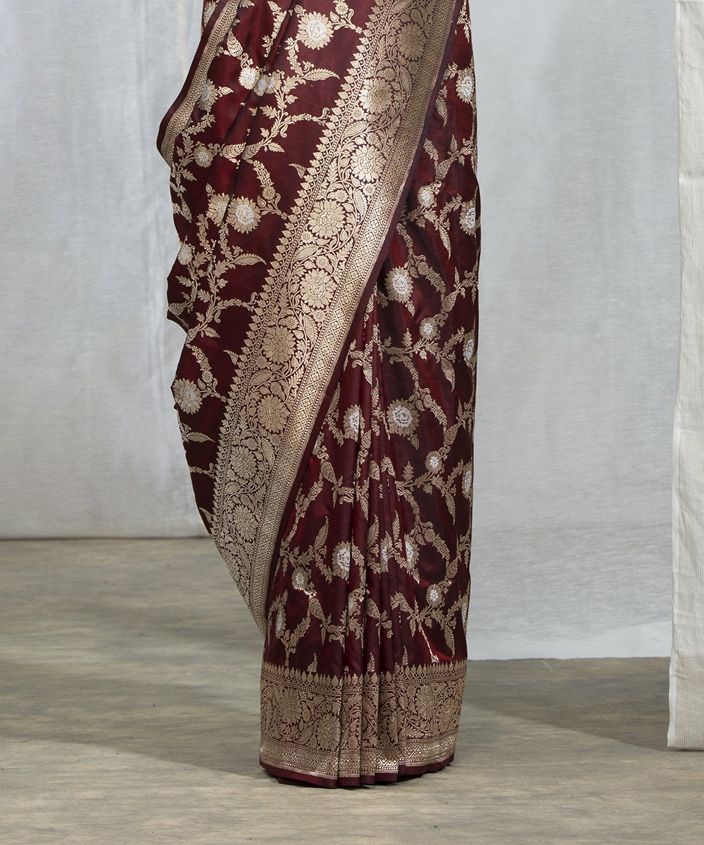 Handloom_Maroon_Sona_Rupa_Kadhwa_Banarasi_Jangla_Saree_WeaverStory_04
