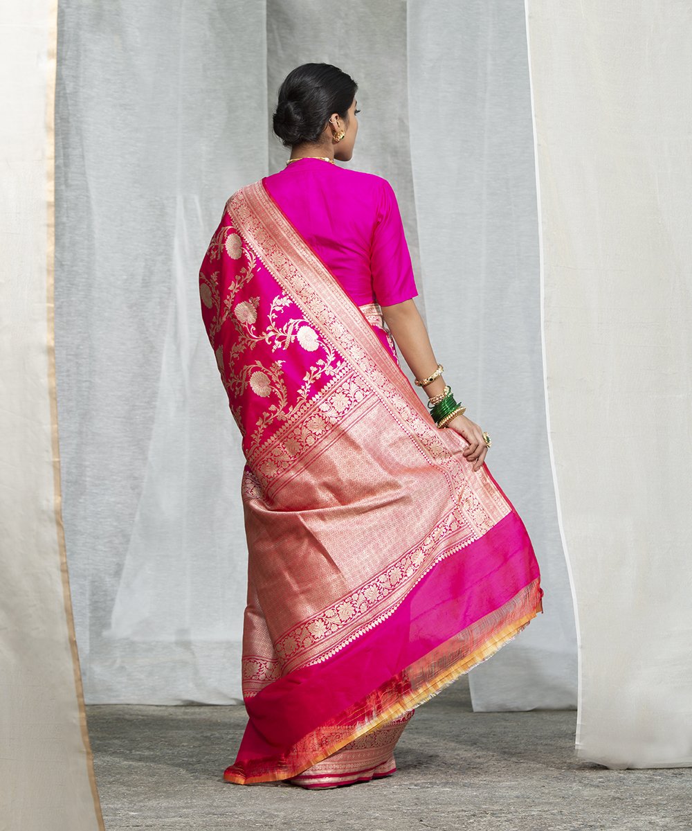 Pink_Handloom_Pure_Katan_Silk_Banarasi_Sona_Rupa_Kadhwa_Jangla_Saree_With_Bel_Border_WeaverStory_03