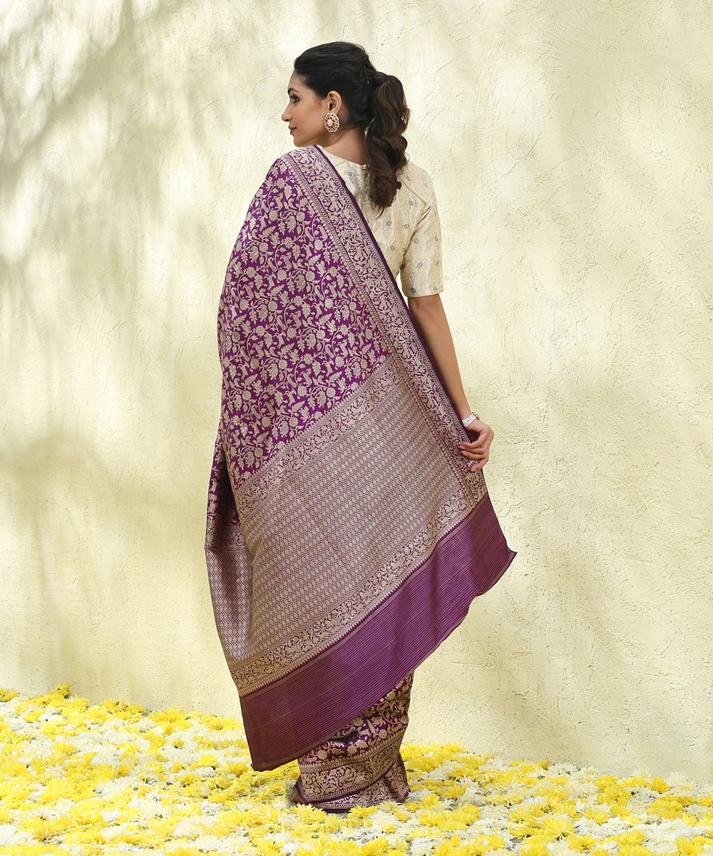 Handloom_Purple_Pure_Katan_Silk_Kimkhab_Shikargah_Banarasi_Saree_with_Reshmi_Zari_WeaverStory_03