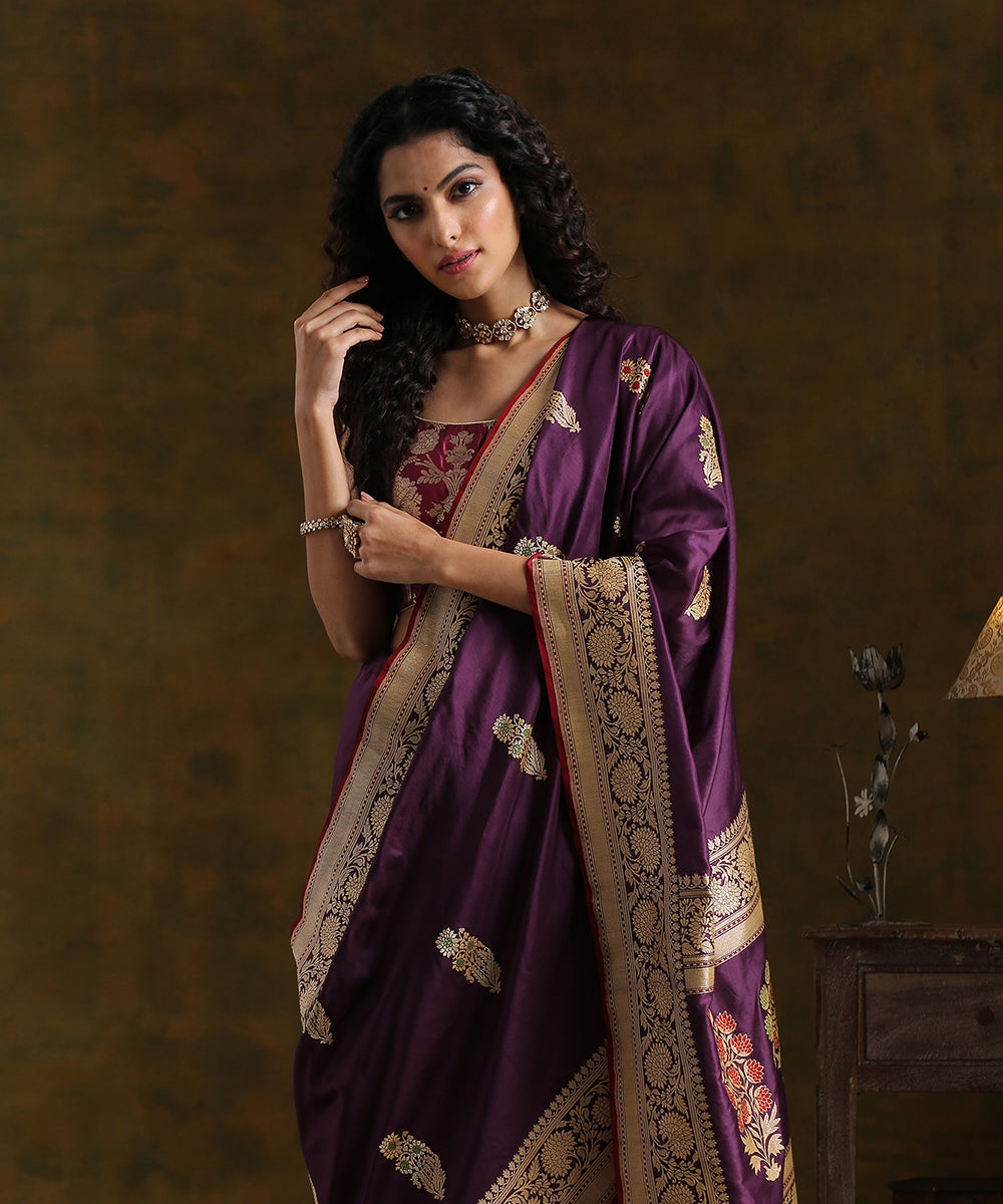 Purple_Handloom_Pure_Katan_Silk_Banarasi_Saree_with_Meenakari_Kadhwa_Boota_WeaverStory_01