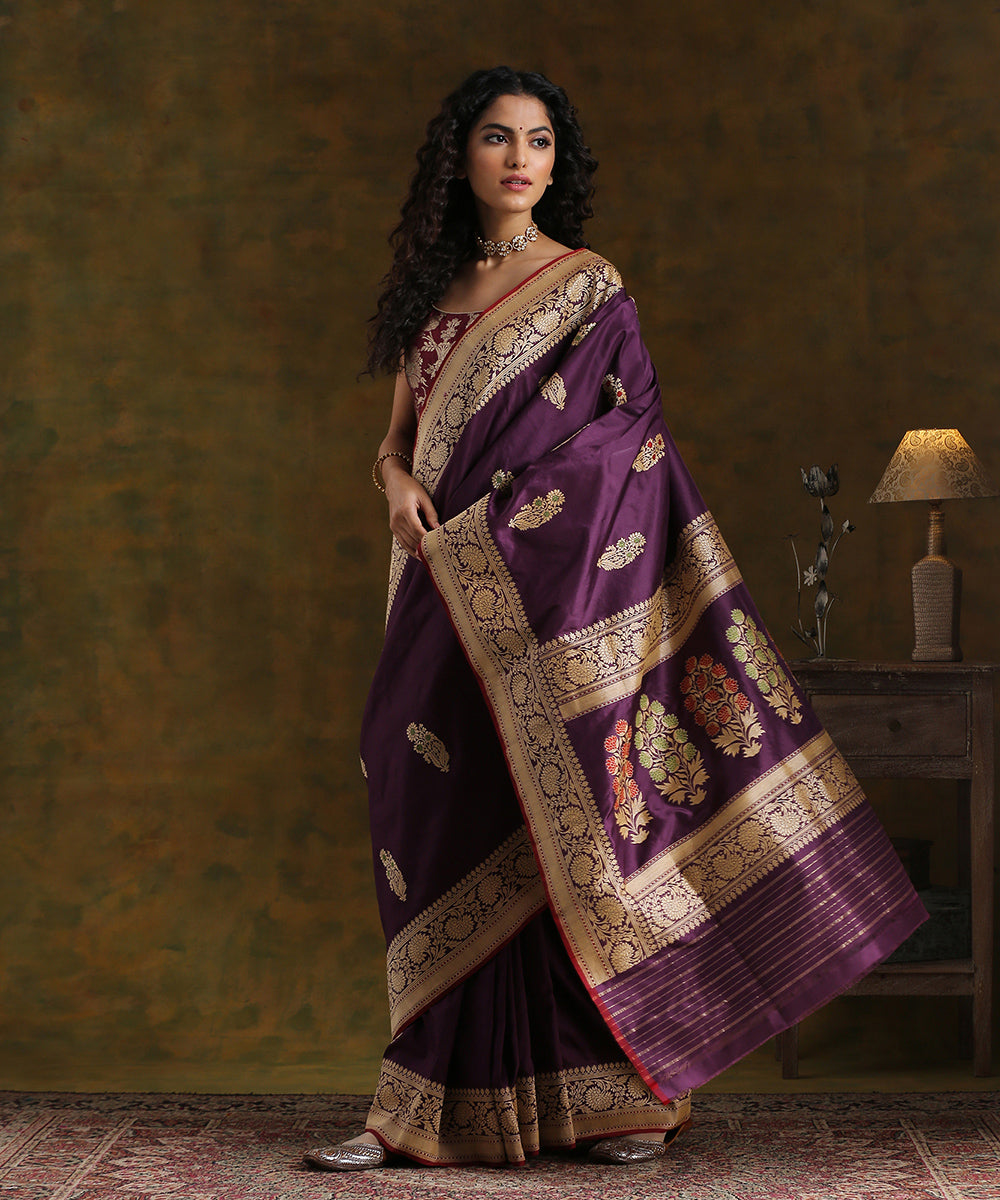 Purple_Handloom_Pure_Katan_Silk_Banarasi_Saree_with_Meenakari_Kadhwa_Boota_WeaverStory_02