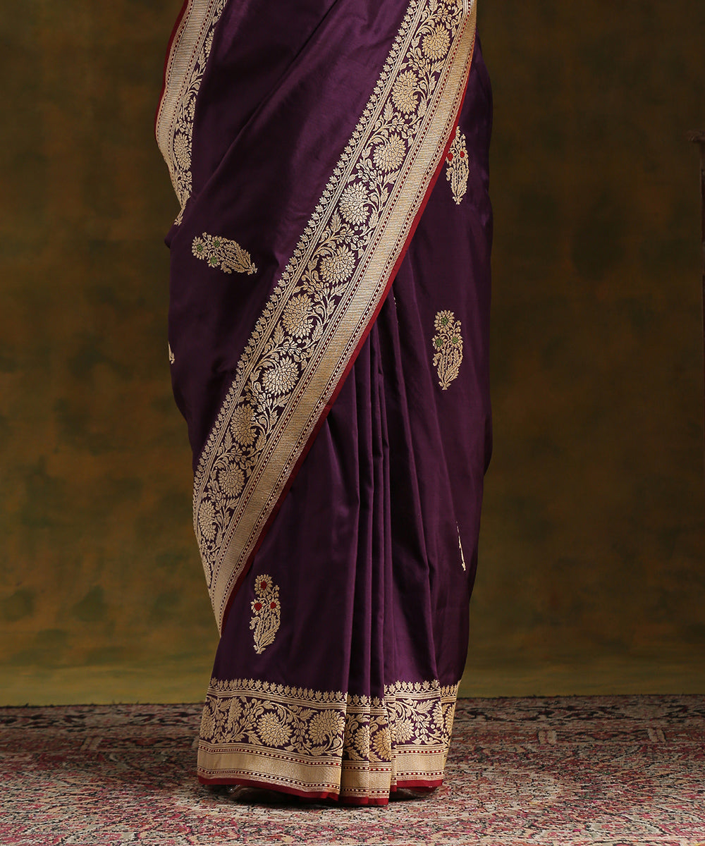 Purple_Handloom_Pure_Katan_Silk_Banarasi_Saree_with_Meenakari_Kadhwa_Boota_WeaverStory_04