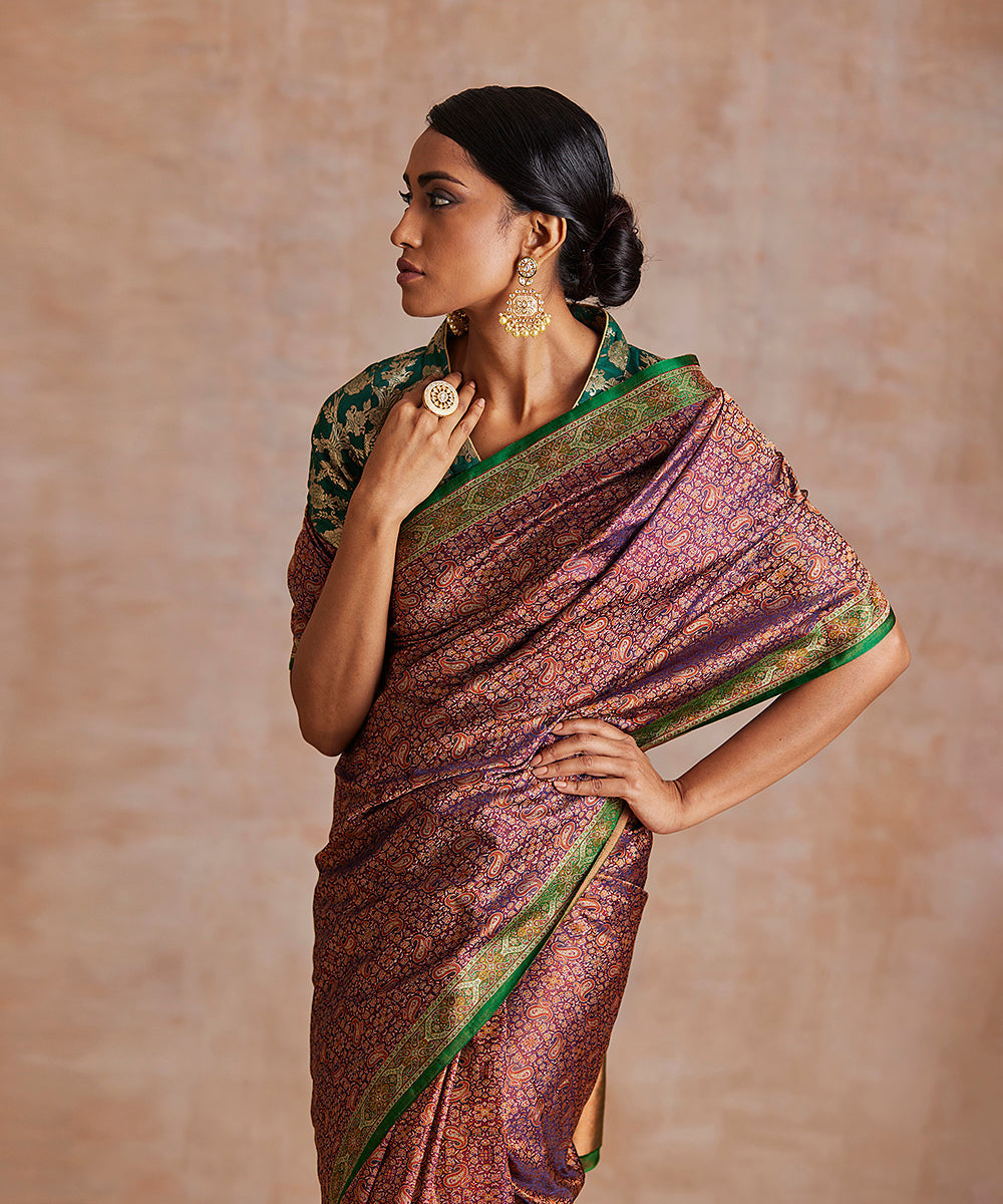 Purple_Reshmi_Jamawar_Tanchoi_With_3_Color_Meenakari_And_Green_Selvedge_WeaverStory_01