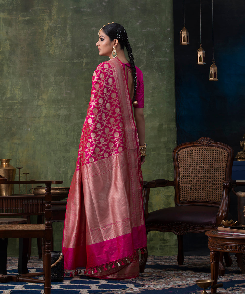Pink_Handloom_Pure_Katan_Silk_Banarasi_Saree_with_Cutwork_Jaal_and_Silver_Meenakari_WeaverStory_03