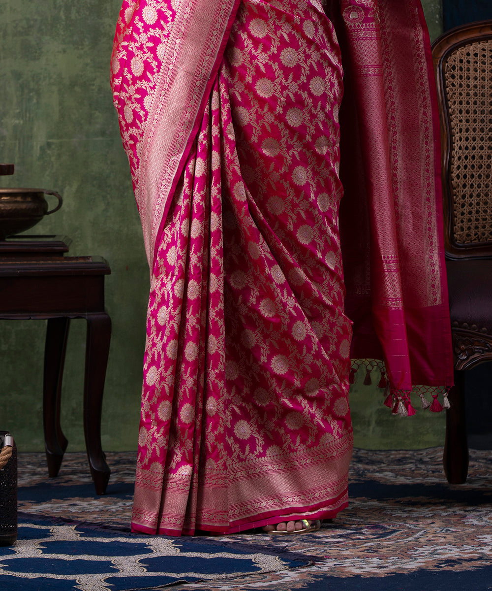 Pink_Handloom_Pure_Katan_Silk_Banarasi_Saree_with_Cutwork_Jaal_and_Silver_Meenakari_WeaverStory_04