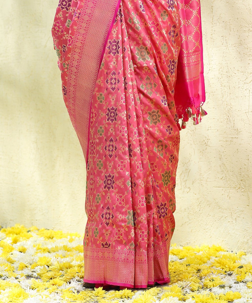 Handloom_Pink_Pure_Katan_Silk_Banarasi_Patola_Saree_WeaverStory_04