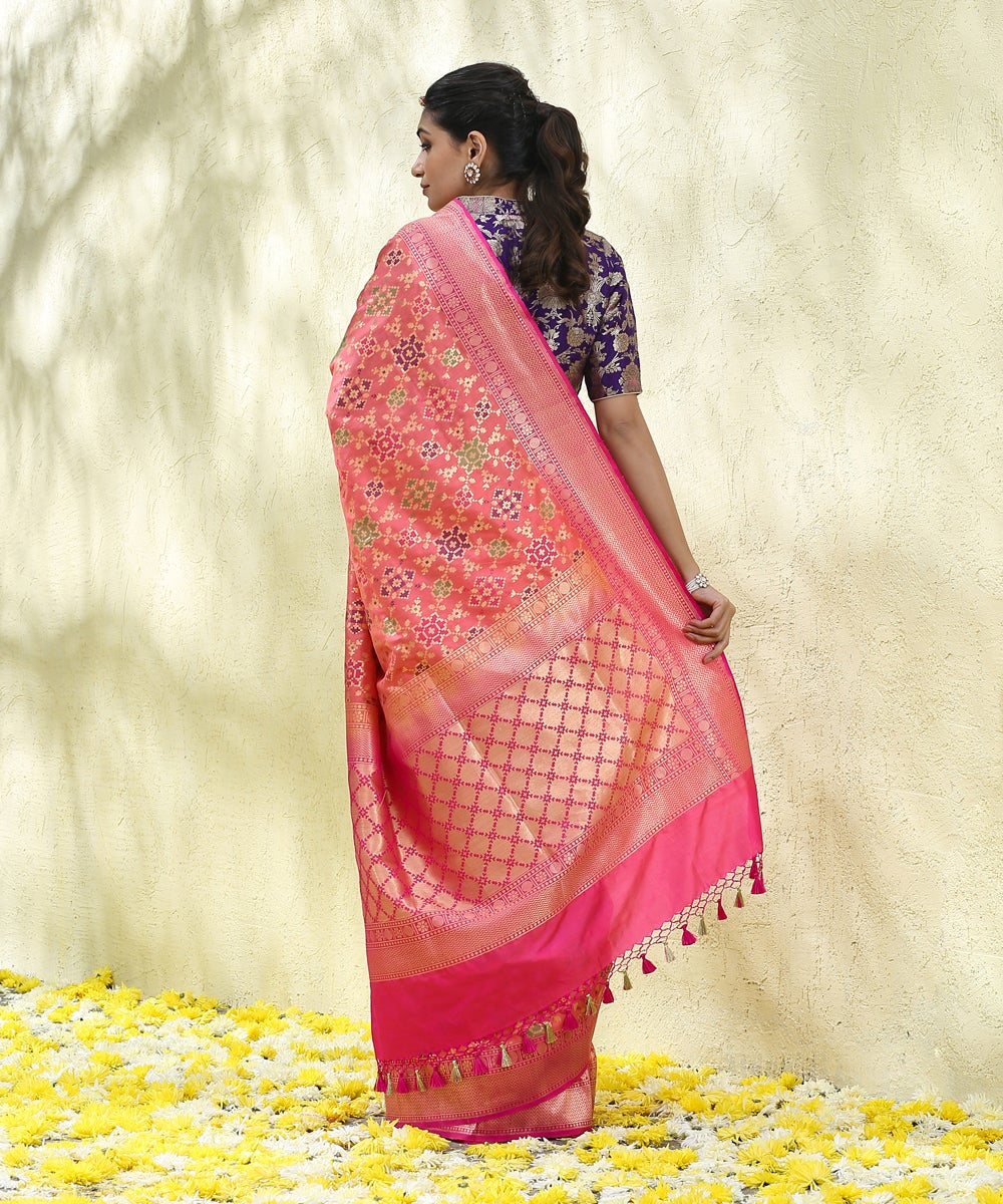 Peach_Handloom_Pure_Katan_Silk_Banarasi_Patola_Saree_WeaverStory_03