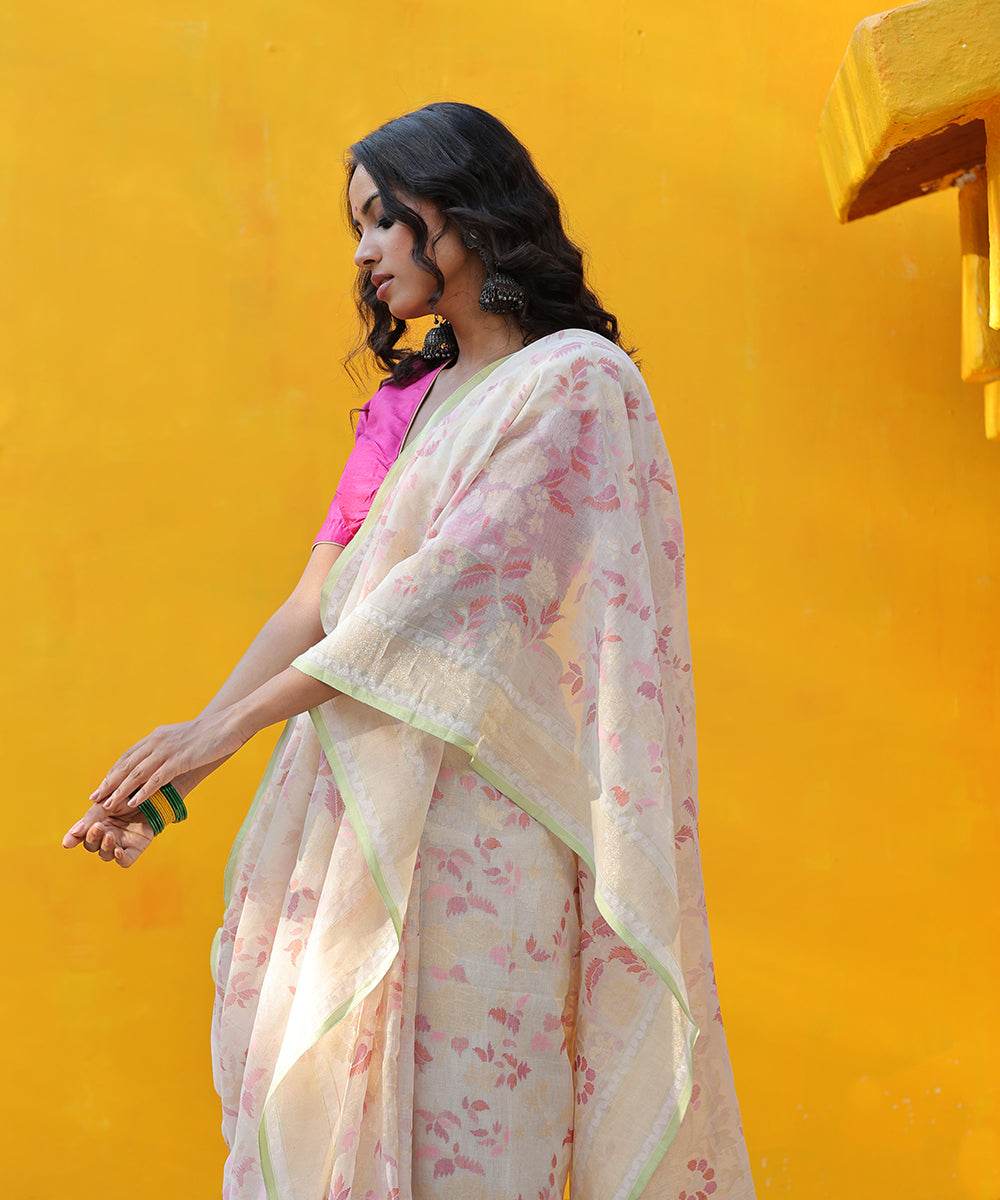 Handloom_White_Real_Zari_Cotton_Jamdani_Banarasi_Saree_With_Meenakri_WeaverStory_01