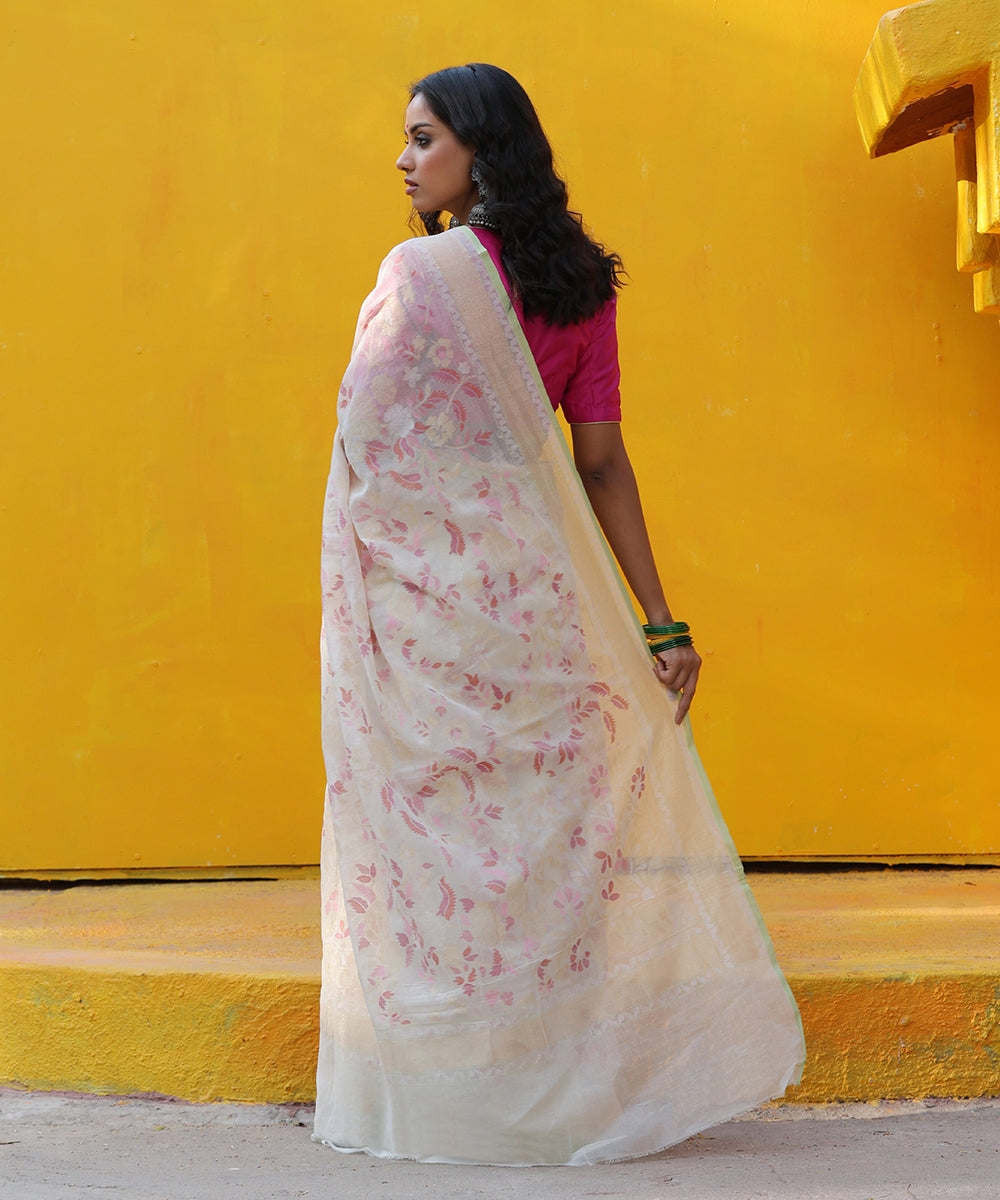 Handloom_White_Real_Zari_Cotton_Jamdani_Banarasi_Saree_With_Meenakri_WeaverStory_03