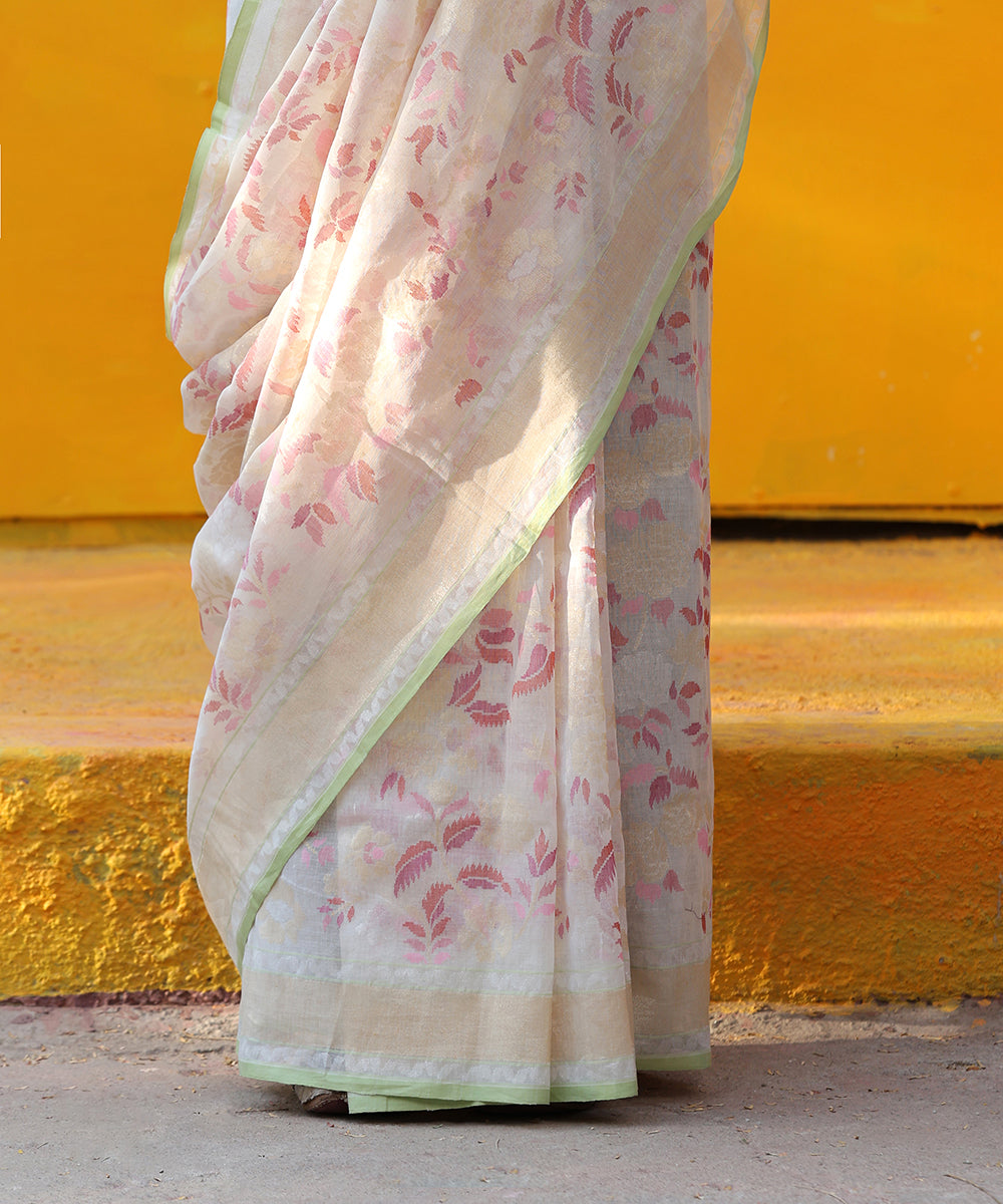 Handloom_White_Real_Zari_Cotton_Jamdani_Banarasi_Saree_With_Meenakri_WeaverStory_04