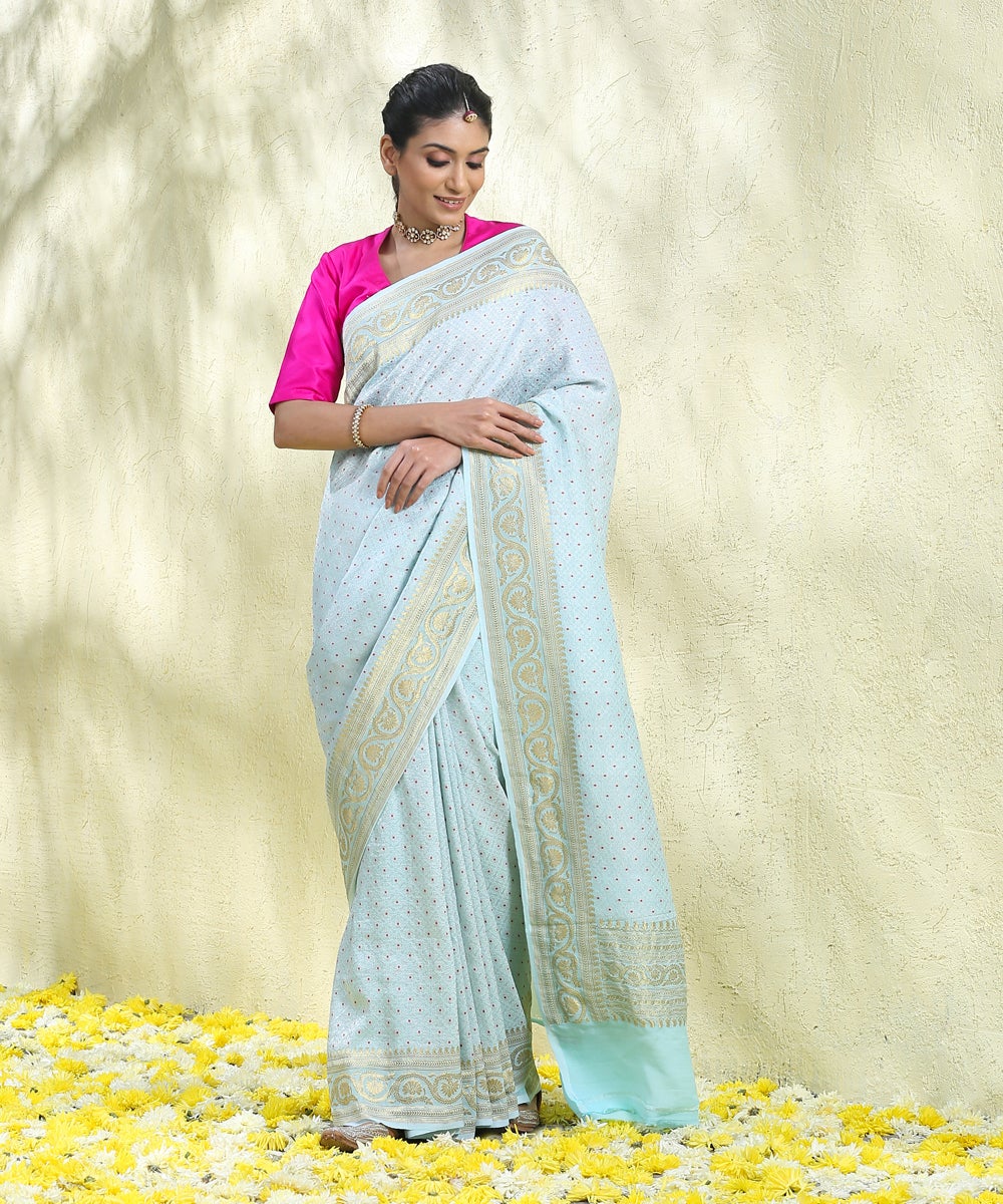 Handloom_Powder_Blue_Brocade_Georgette_Banarasi_Saree_With_Gold_Zari_Border_WeaverStory_02