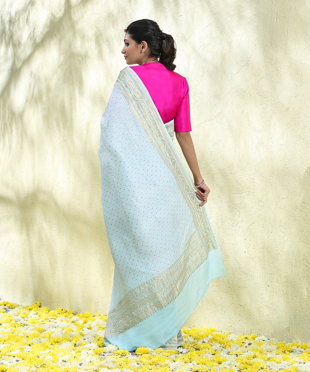 Handloom_Powder_Blue_Brocade_Georgette_Banarasi_Saree_With_Gold_Zari_Border_WeaverStory_03