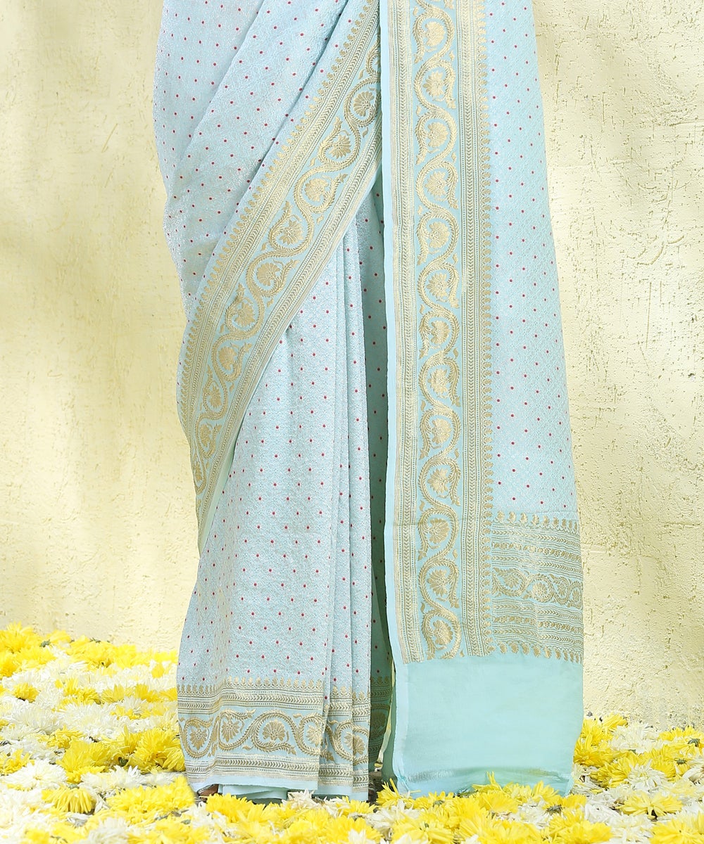 Handloom_Powder_Blue_Brocade_Georgette_Banarasi_Saree_With_Gold_Zari_Border_WeaverStory_04