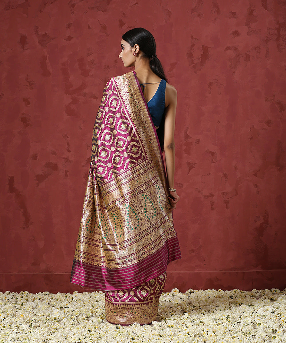 Handloom_Green_and_Purple_Dual_Tone_Pure_Katan_Silk_Banarasi_Saree_WeaverStory_03