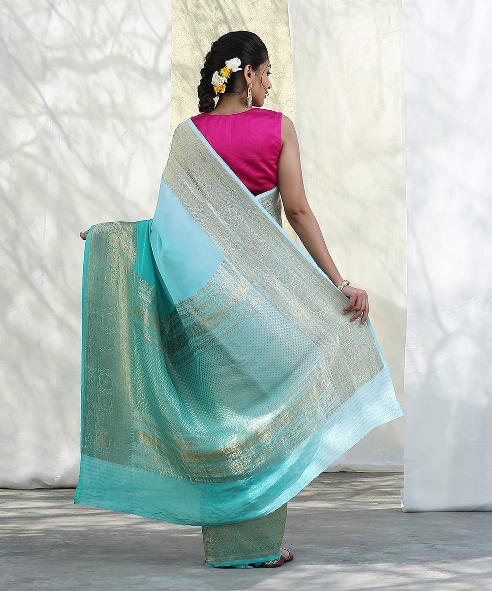 Aqua_Blue_Handloom_Chiffon_Light_Gold_Zari_Banarasi_Saree_WeaverStory_03