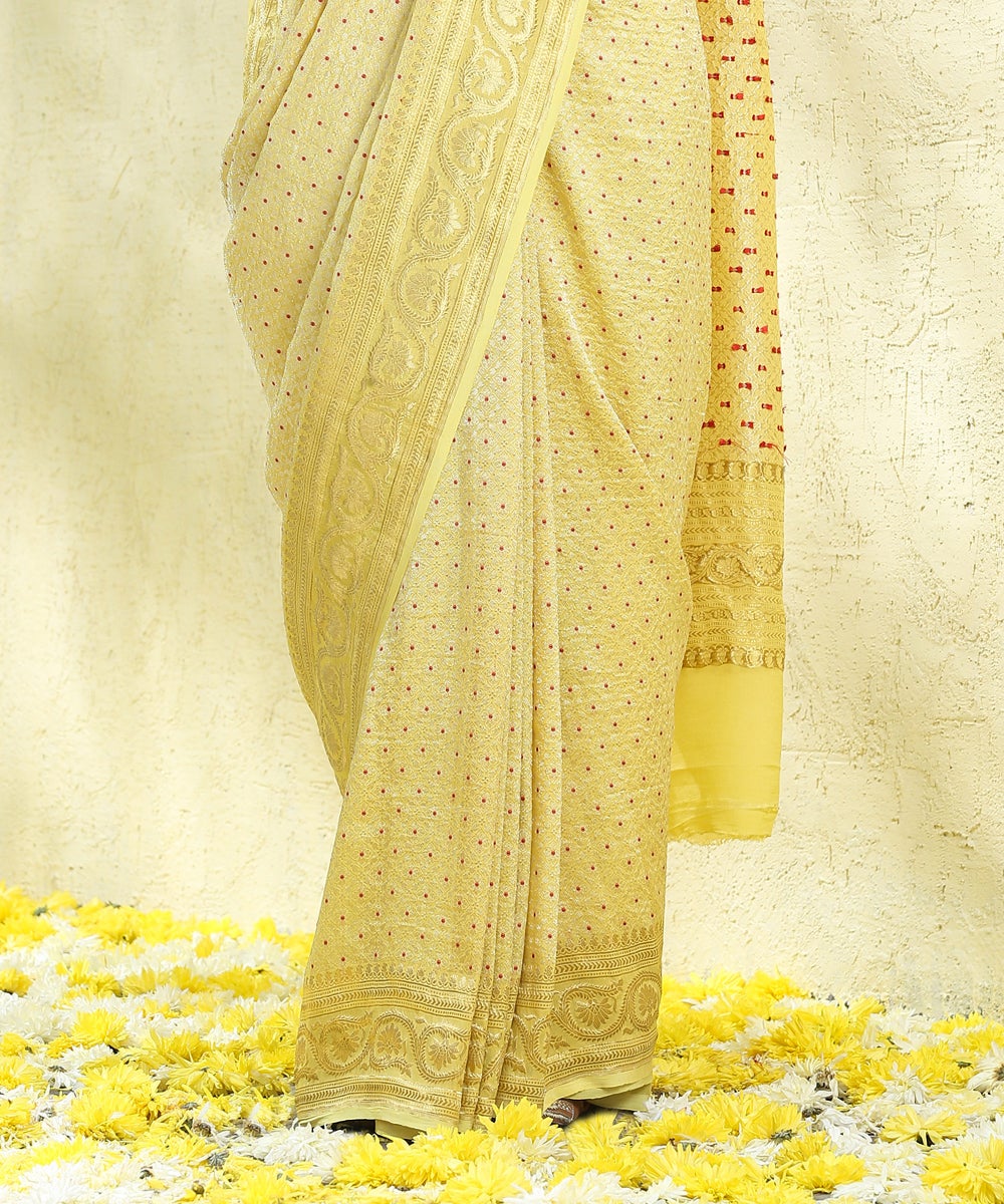 Yellow_Handloom_Tanchoi_Pure_Georgette_Banarasi_Saree_With_Red_Meenakari_WeaverStory_04