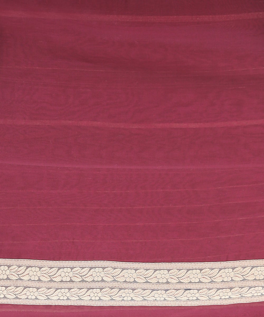 Dark_Wine_Handloom_Kora_Silk_Banarasi_Saree_With_Green_Satin_Meenakari_Border_WeaverStory_05