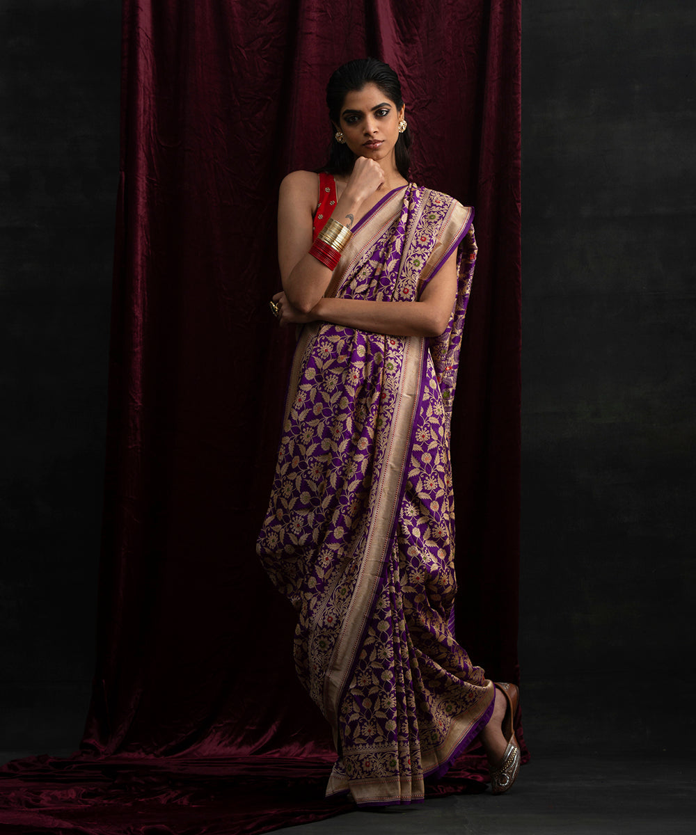 Handloom_Purple_Pure_Katan_Silk_Kadhwa_Jangla_Banarasi_Saree_with_Meenakari_WeaverStory_02