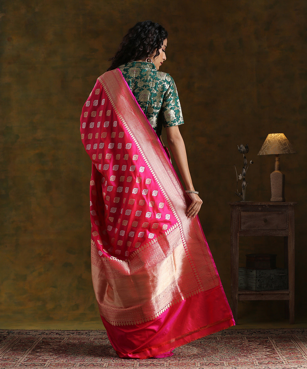 Handloom_Hot_Pink_Pure_Katan_Silk_Banarasi_Saree_Sona_Rupa_Zari_Kadhwa_Booti_WeaverStory_03