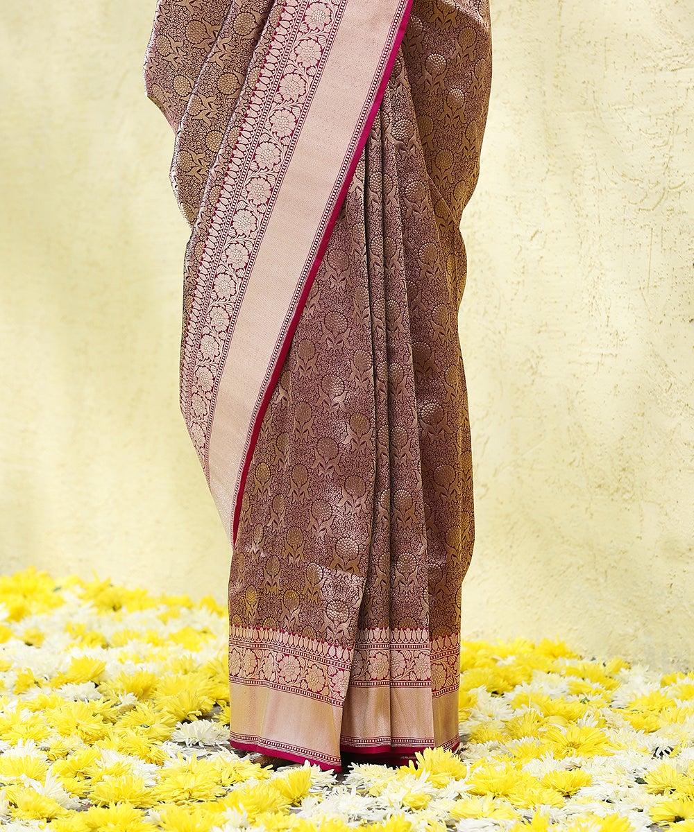 Wine_Handloom_Pure_Katan_Silk_Kimkhab_Banarasi_Saree_with_Plum_Selvedge_WeaverStory_04