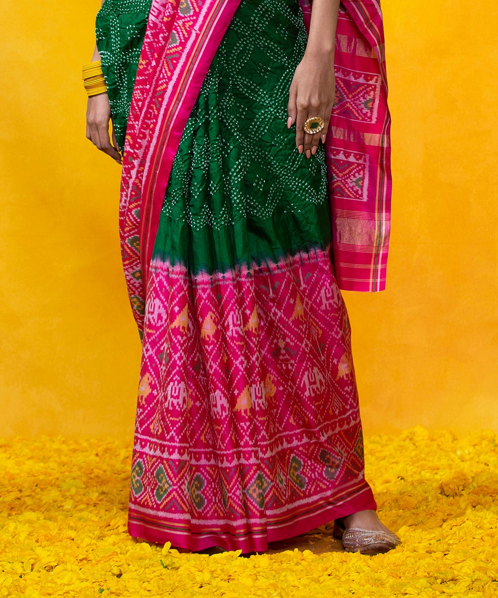Handloom_Green_Mulberry_Silk_Saree_with_pink_Patola_Border_WeaverStory_04