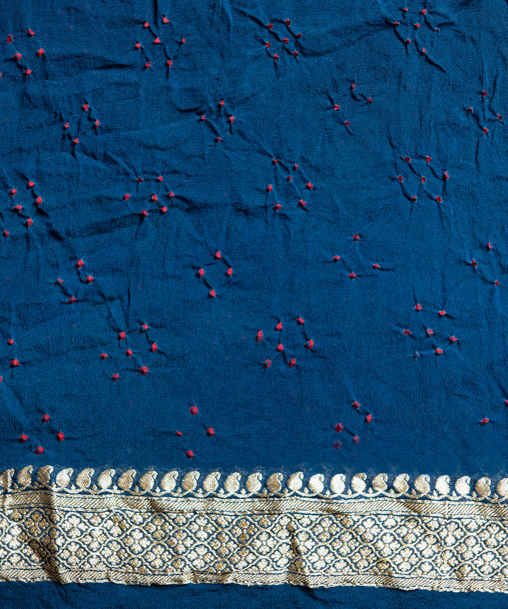 Handloom_Navy_blue_Georgette_Banarasi_Saree_with_Zari_Border_WeaverStory_05