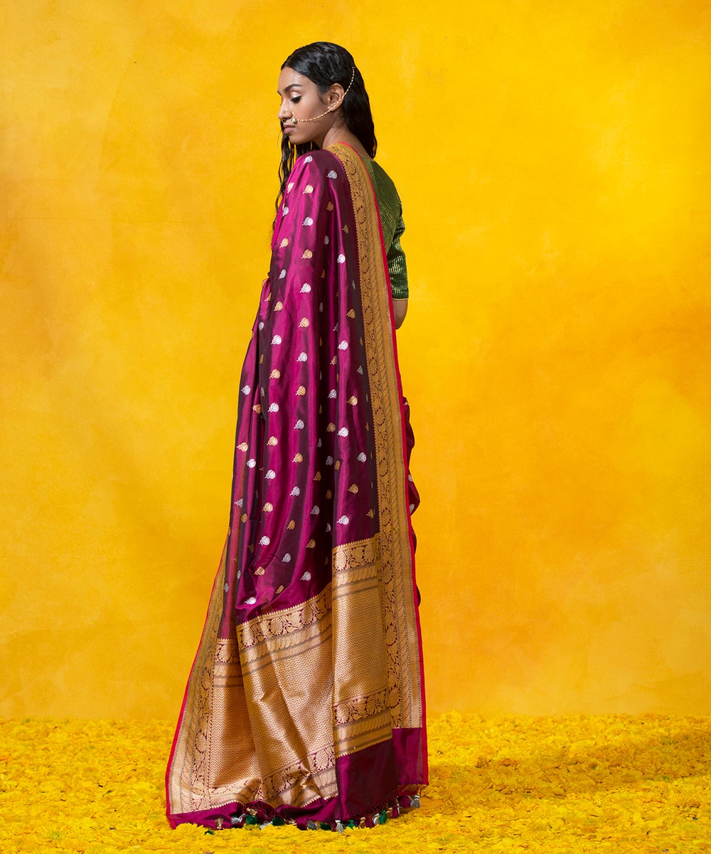Purple_Handloom_Kadhwa_Booti_Pure_Katan_Silk_Banarasi_Saree_With_Gold_And_Silver_Zari_WeaverStory_03