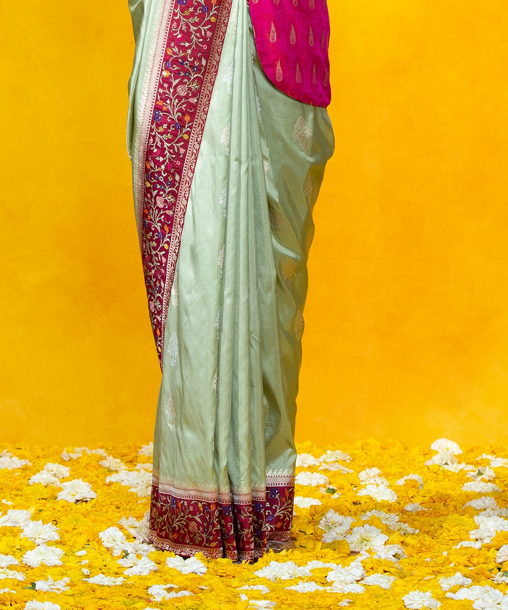 Pista_Green_Kadhwa_Booti_Ssare_With_Meenakari_Border_and_Pallu_WeaverStory_04