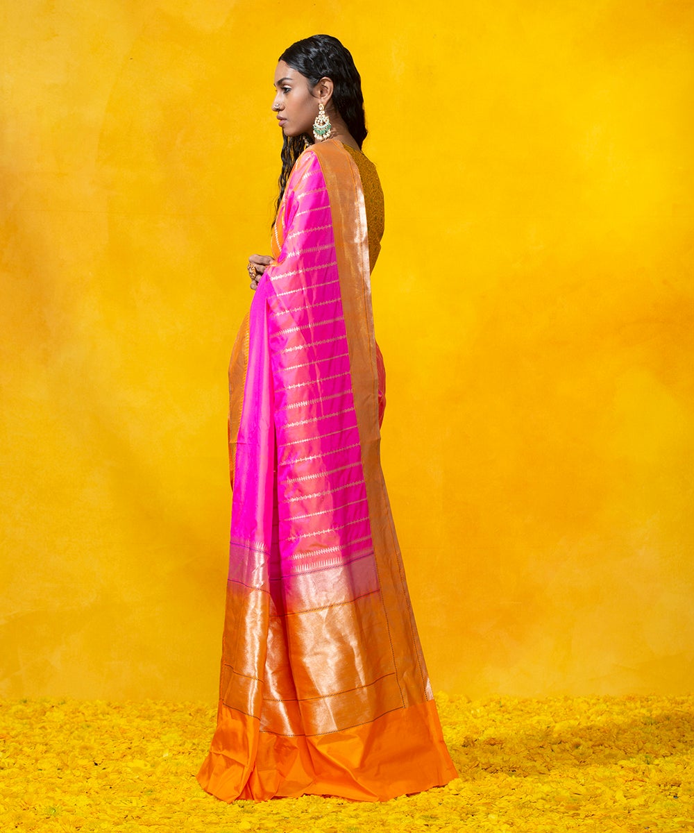 Handloom_Pink_Kadhwa_Stripes_Pure_Katan_Silk_Banarasi_Saree_With_Zari_Stripes_WeaverStory_03