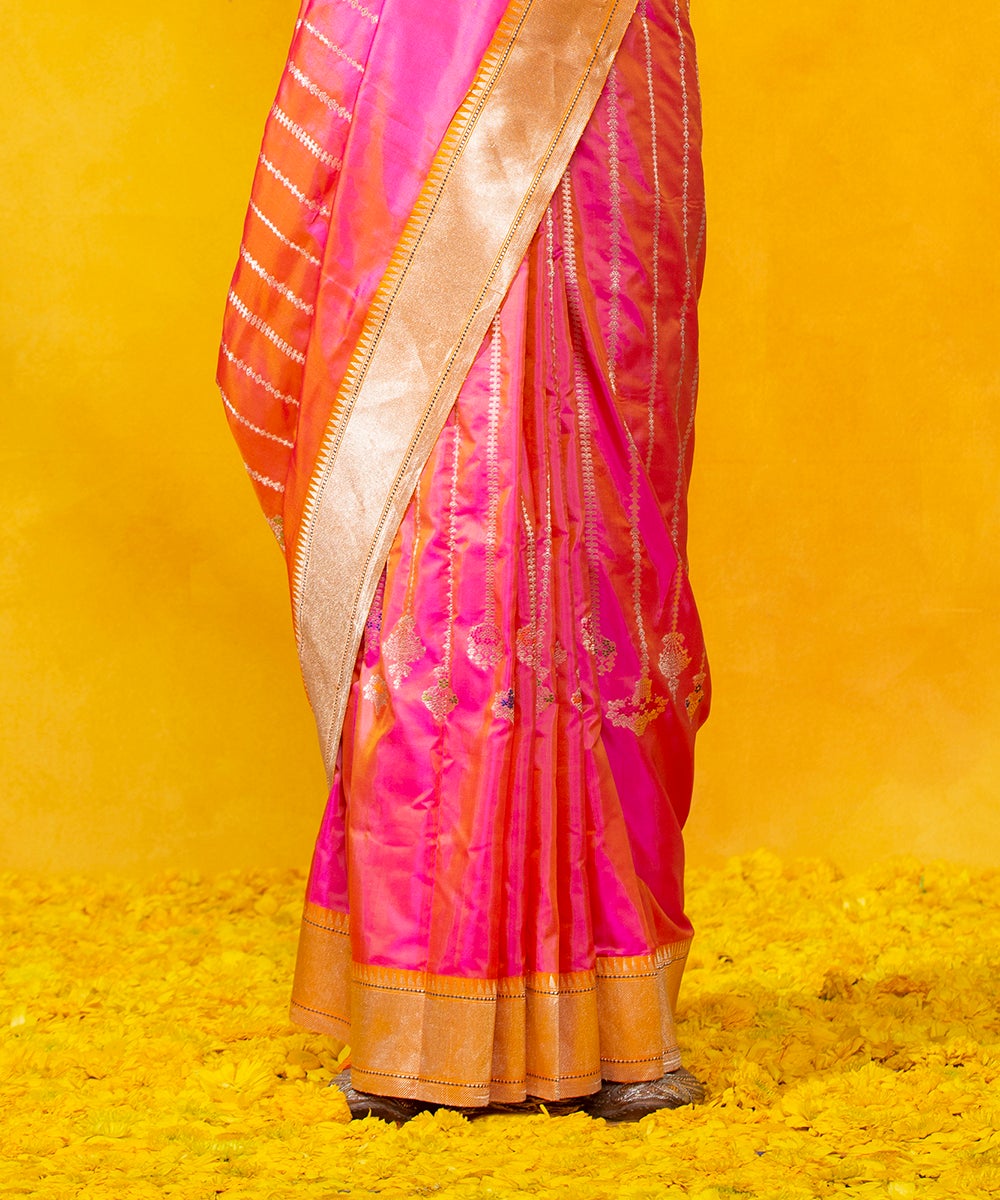 Handloom_Pink_Kadhwa_Stripes_Pure_Katan_Silk_Banarasi_Saree_With_Zari_Stripes_WeaverStory_04