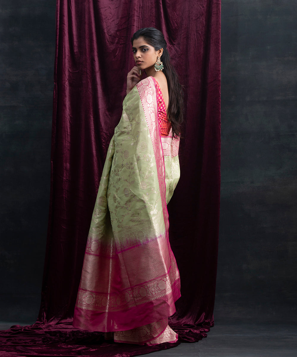 Pista_Green_Handloom_Katan_Tissue_Banarasi_Saree_With_Meenakari_Jaal_And_Pink_Border_WeaverStory_03