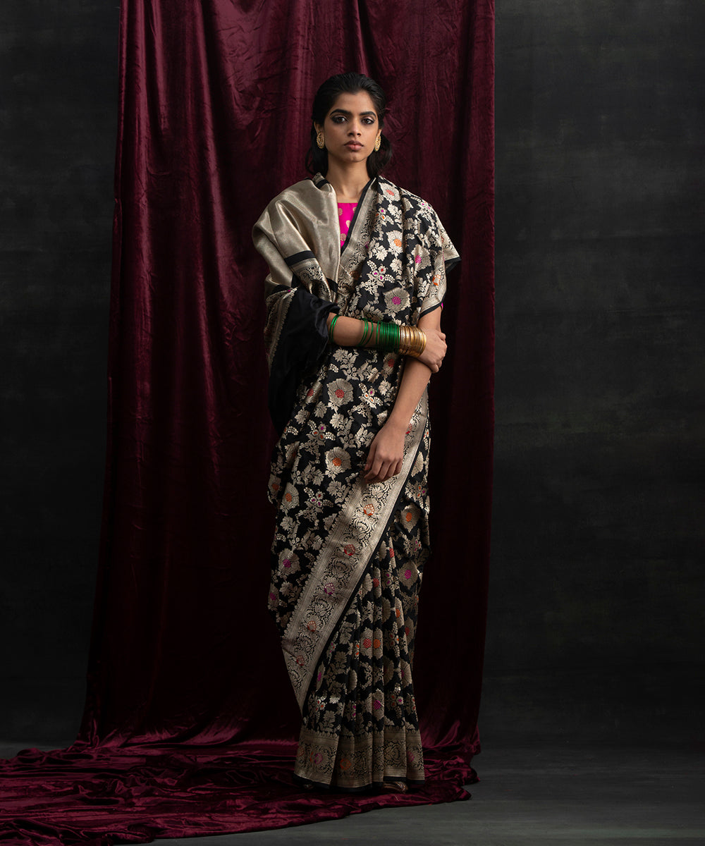Black_Handloom_Pure_Katan_Silk_Banarasi_Saree_with_Kadhwa_Jangla_Meenakari_WeaverStory_02
