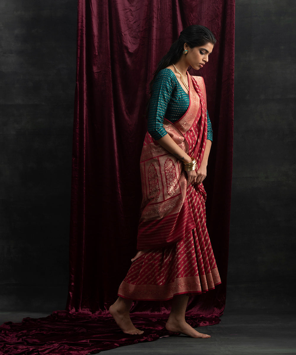 Gajri_Handloom_Pure_Katan_Silk_Banarasi_Saree_with_Ektara_Aada_Jangla_WeaverStory_02