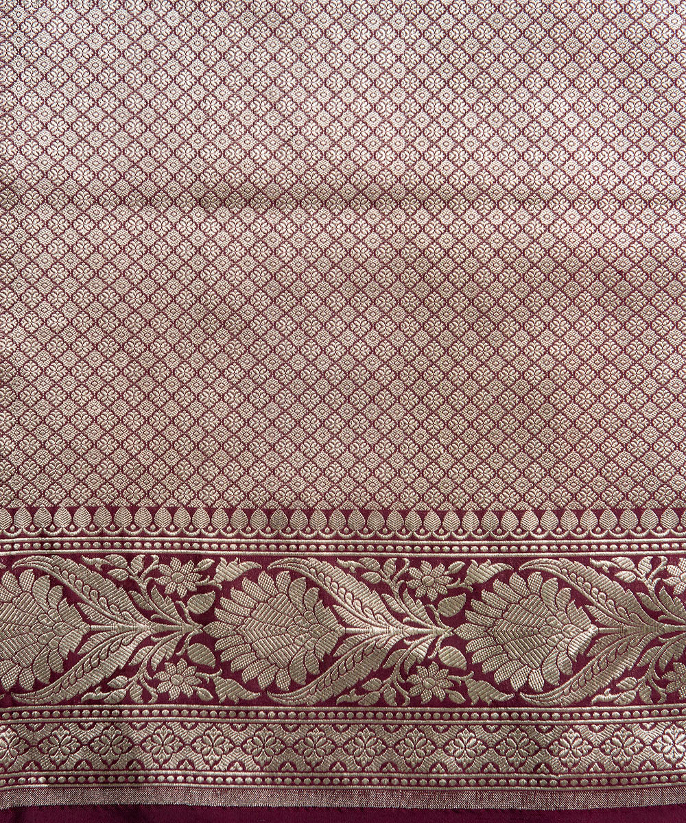 Handloom_Wine_Pure_Katan_Silk_Banarasi_Saree_with_Sona_Rupa_Small_Cutwork_Jaal_WeaverStory_05