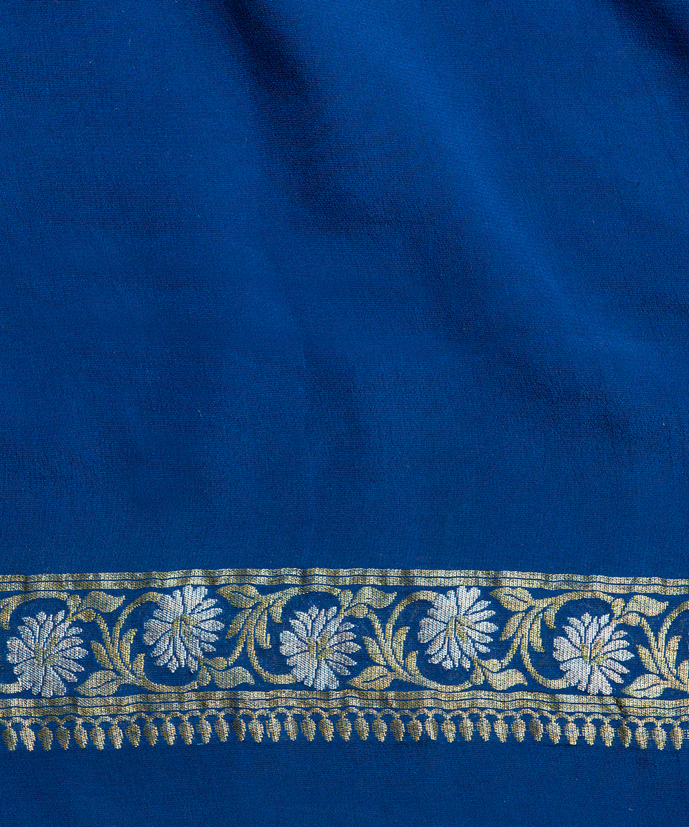 Handloom_Royal_Blue_Cutwork_Boota_Banarasi_Saree_With_Floral_Boota_WeaverStory_05