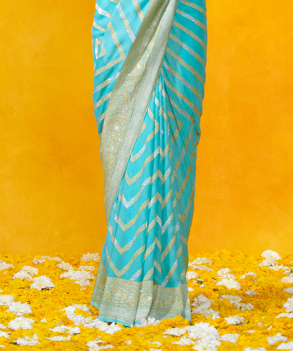 Ocean_Blue_Handloom_Kadhwa_Bel_Saree_In_Banarasi_Georgette_WeaverStory_04