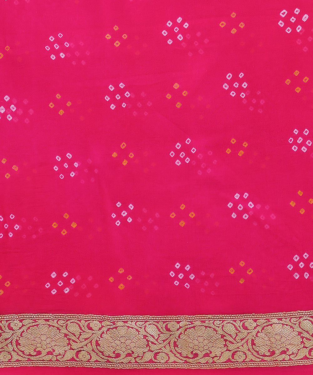 Handloom_Pink_And_Peach_Banarasi_Bandhej_Saree_with_Kadhwa_Booti_WeaverStory_05