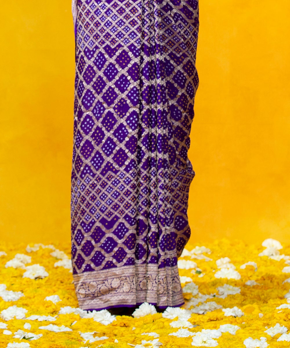 Handloom_Purple_Georgette_Banarasi_Bandhej_Saree_With_Cutwork_Weave_WeaverStory_04