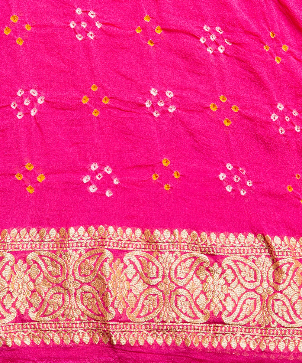 Handloom_Pink_Georgette_Banarasi_Bandhej_Saree_With_Cutwork_Weave_WeaverStory_05